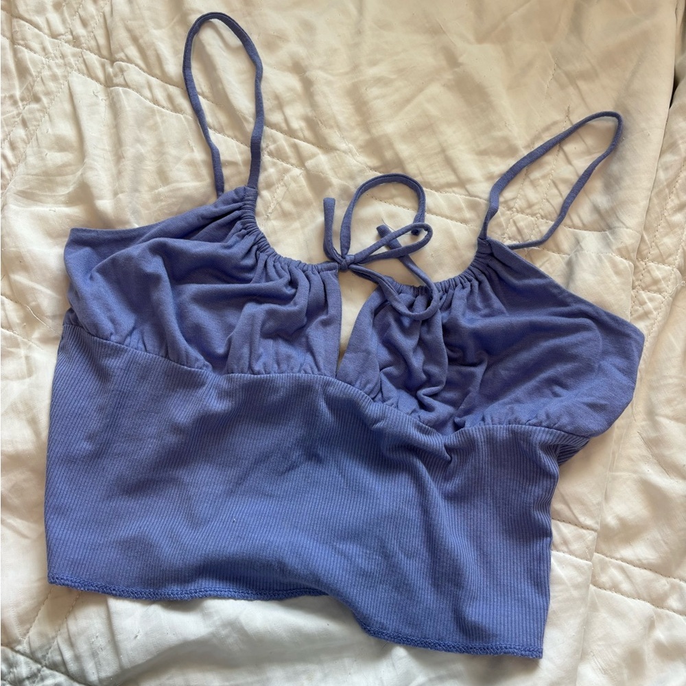 Purple Ribbed Crop Top